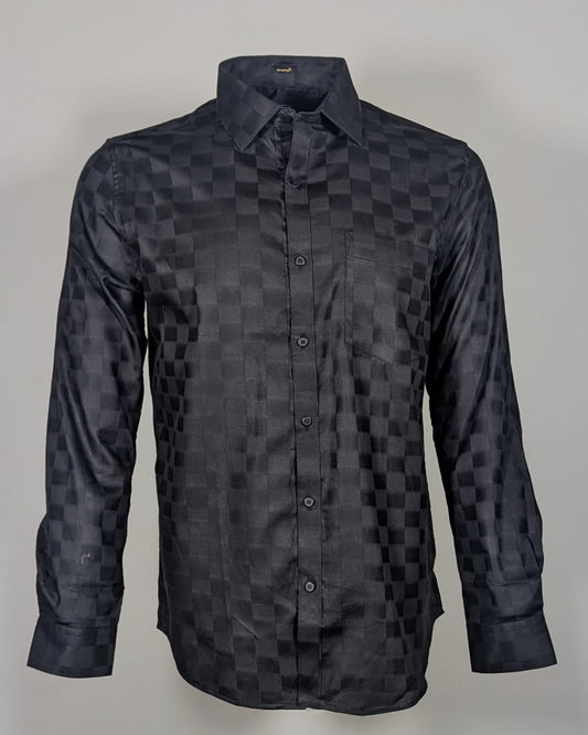 NOVA SCOTTIA MEN BLACK REGULAR FIT PRINT FULL SLEEVES FORMAL SHIRT